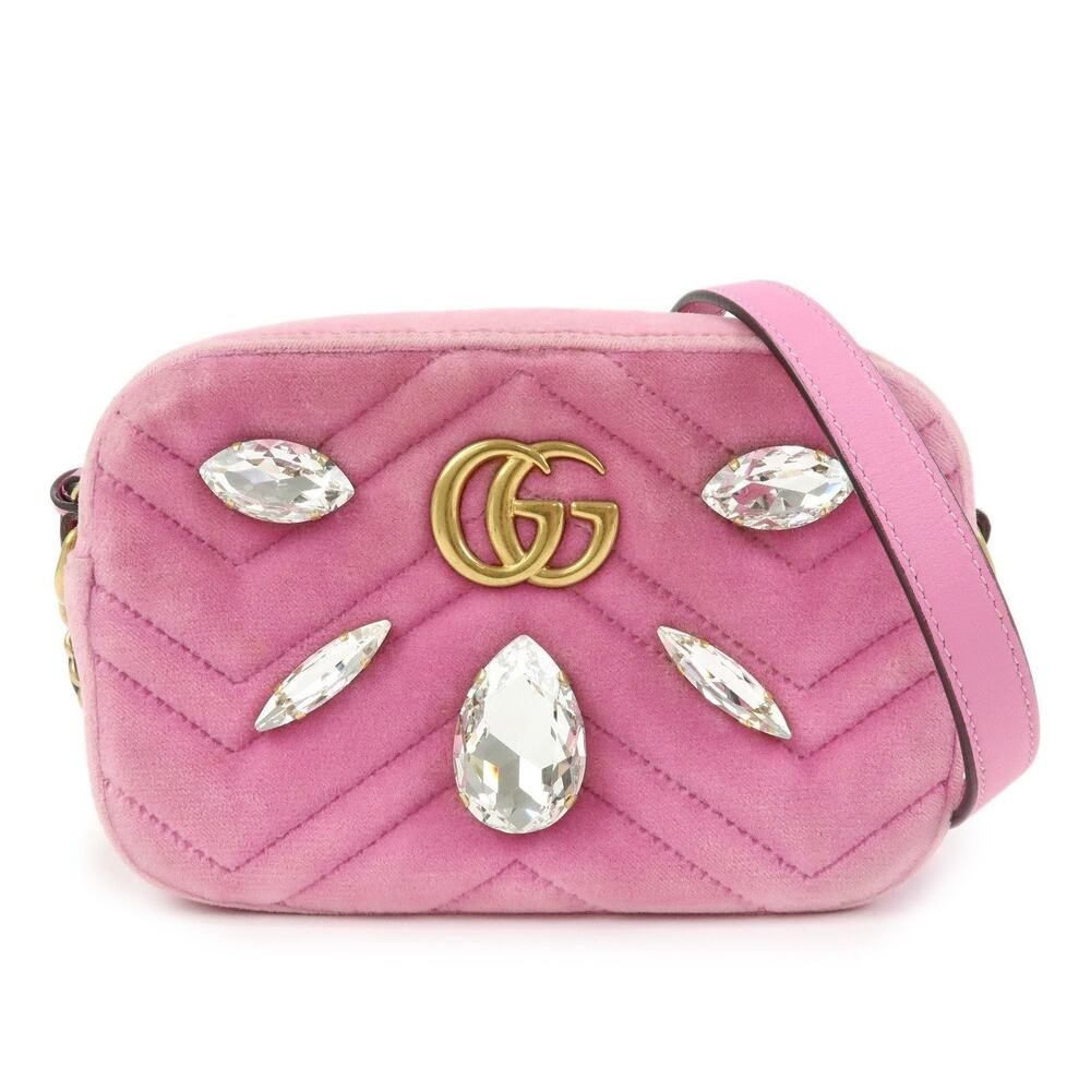 Gucci GG Marmont Velvet Shoulder Bag Pink
